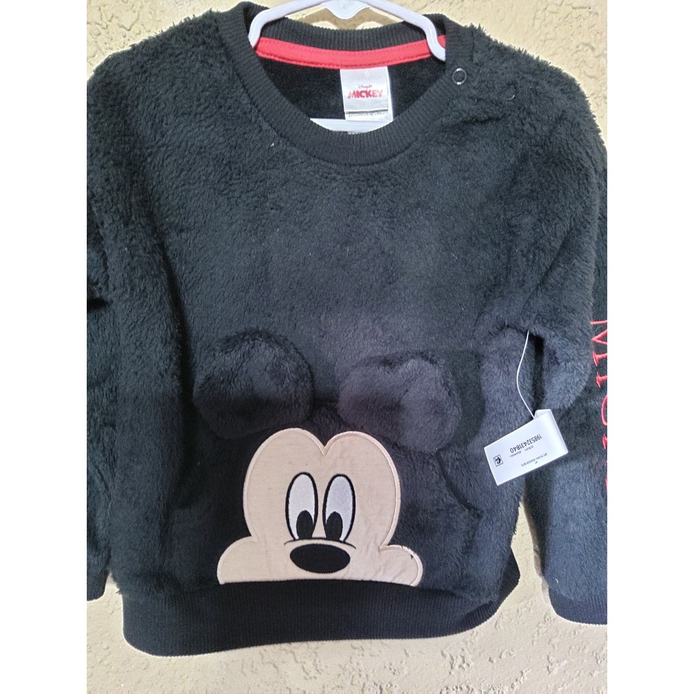 Disney Mickey Mouse Kids Black Plush Fleece Sweatshirt Size 4T